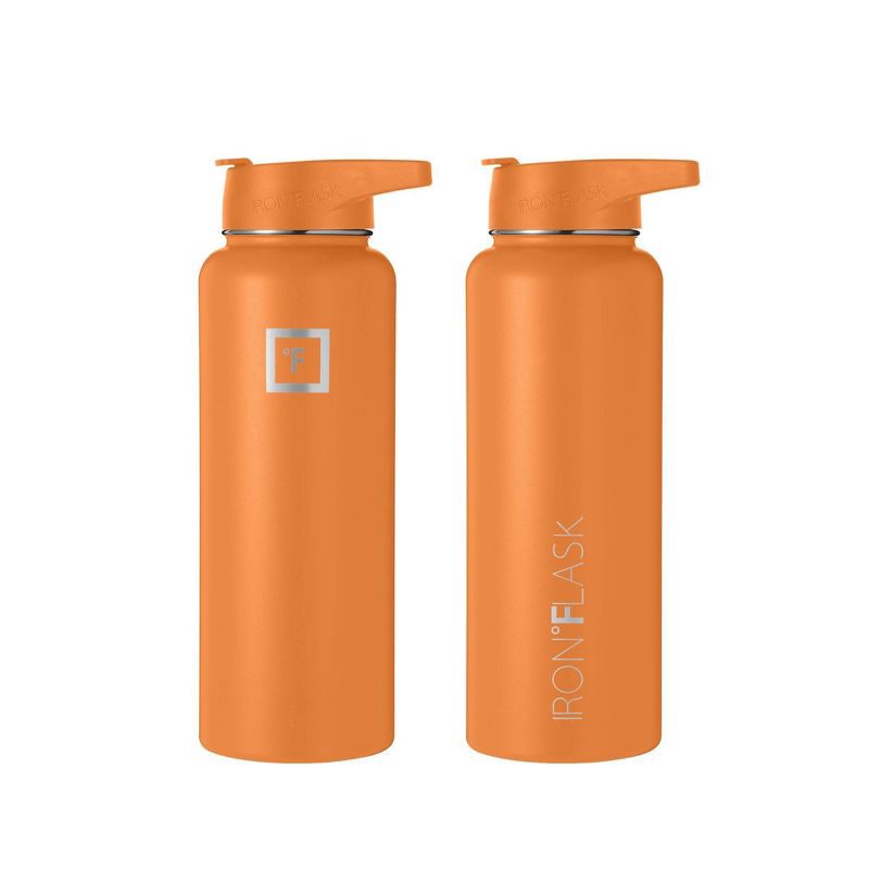 slide 6 of 8, IRON FLASK 40oz Stainless Steel Water Bottle with Plastic Lid Apricot Orange: Insulated, Reusable, All Ages, 40 oz