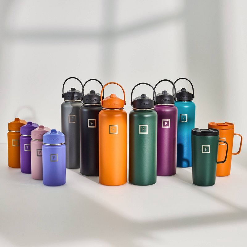 slide 8 of 8, IRON FLASK 40oz Stainless Steel Water Bottle with Plastic Lid Apricot Orange: Insulated, Reusable, All Ages, 40 oz