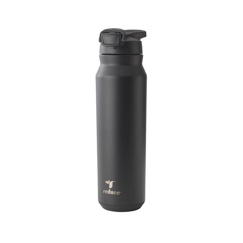 slide 2 of 6, Reduce 32oz Hydrate Pro Vacuum Insulated Stainless Steel Water Bottle Black: Straw & Flip-Top Lid, 32 oz