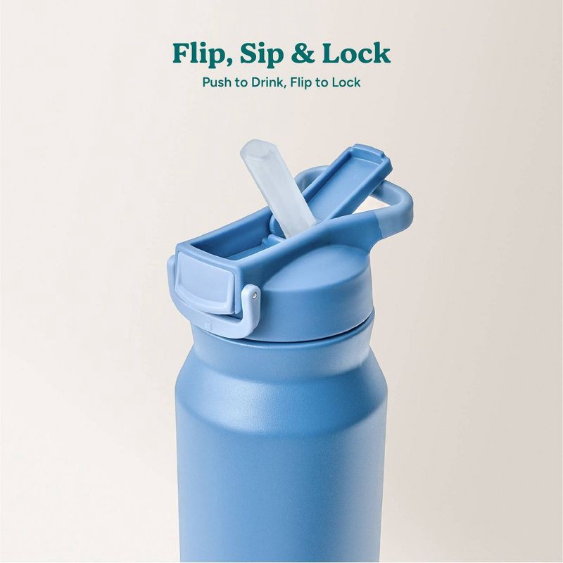 slide 5 of 6, Reduce 32oz Hydrate Pro Vacuum Insulated Stainless Steel Water Bottle Blue: Dishwasher-Safe, Flip-Top Straw Lid, 32 oz