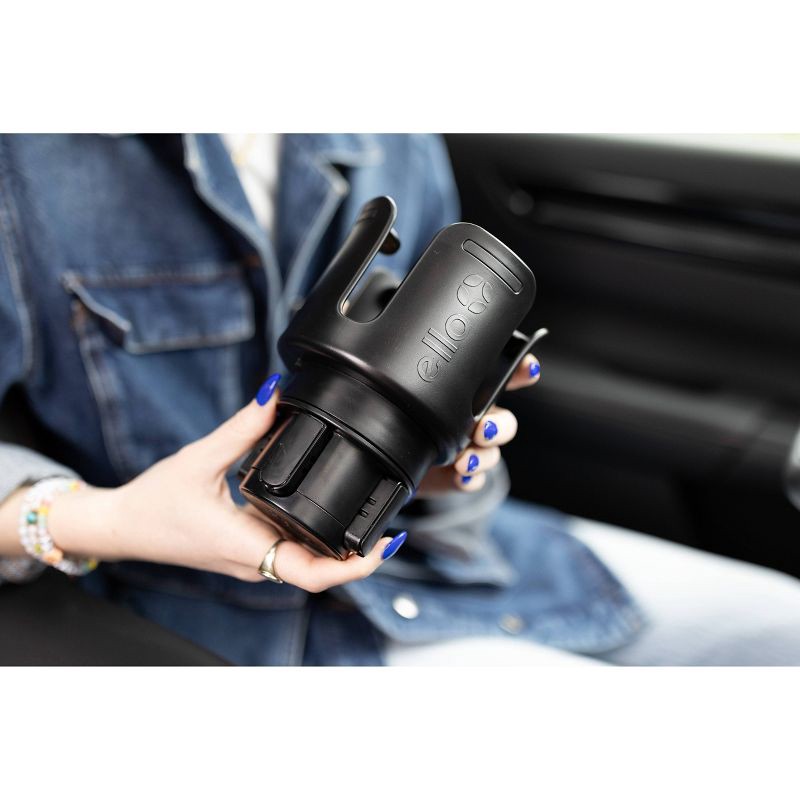 slide 5 of 5, Ello Adjustable Car Cup Adapter: Fits Water Bottles in Cup Holders, Dishwasher-Safe, Black, 1 ct