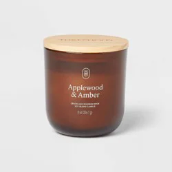 Amber Glass Wooden Wick Applewood and Amber Jar Candle 8oz - Threshold™
