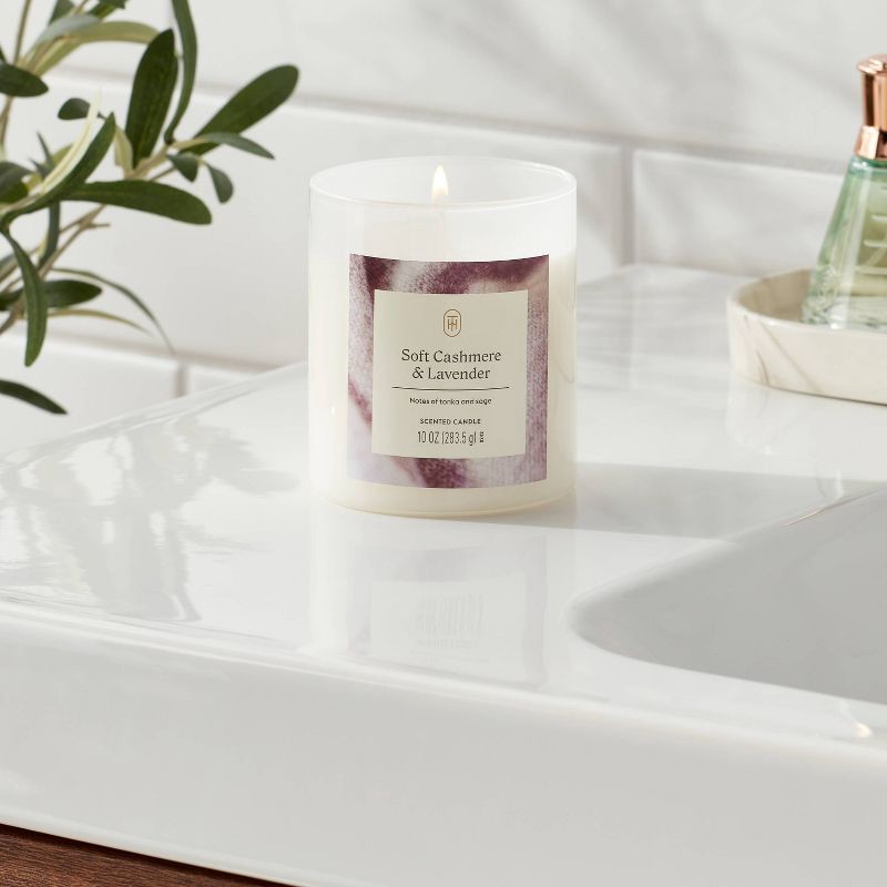 slide 2 of 3, Lidded Glass Jar Candle Soft Cashmere and Lavender 10oz - Threshold™, 10 oz