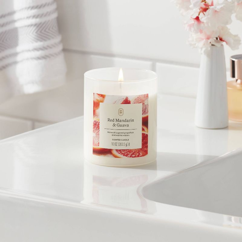 slide 2 of 3, Lidded Glass Jar Candle Red Mandarin and Guava 10oz - Threshold™, 10 oz
