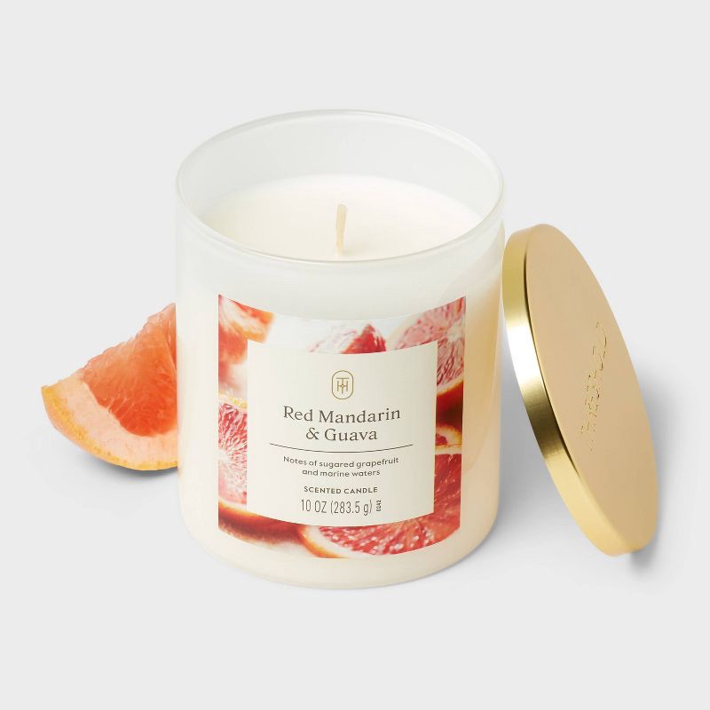 slide 3 of 3, Lidded Glass Jar Candle Red Mandarin and Guava 10oz - Threshold™, 10 oz