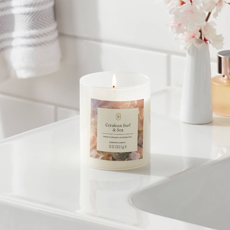 slide 2 of 3, Lidded Glass Jar Candle Cerulean Surf and Sea 10oz - Threshold™, 10 oz