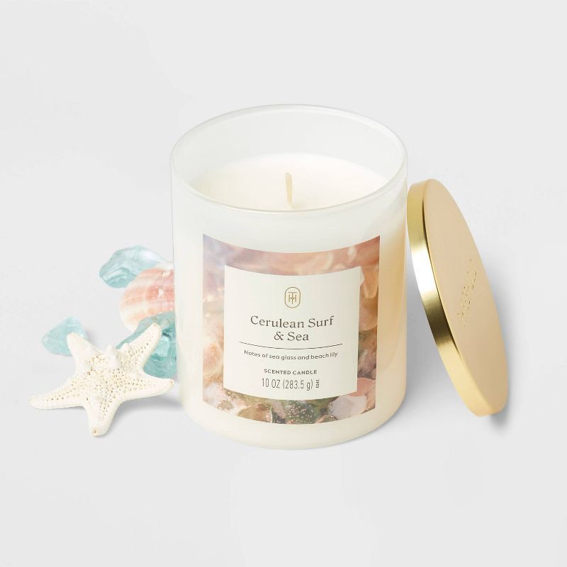 slide 3 of 3, Lidded Glass Jar Candle Cerulean Surf and Sea 10oz - Threshold™, 10 oz