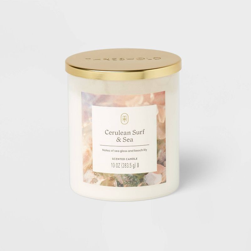 slide 1 of 3, Lidded Glass Jar Candle Cerulean Surf and Sea 10oz - Threshold™, 10 oz