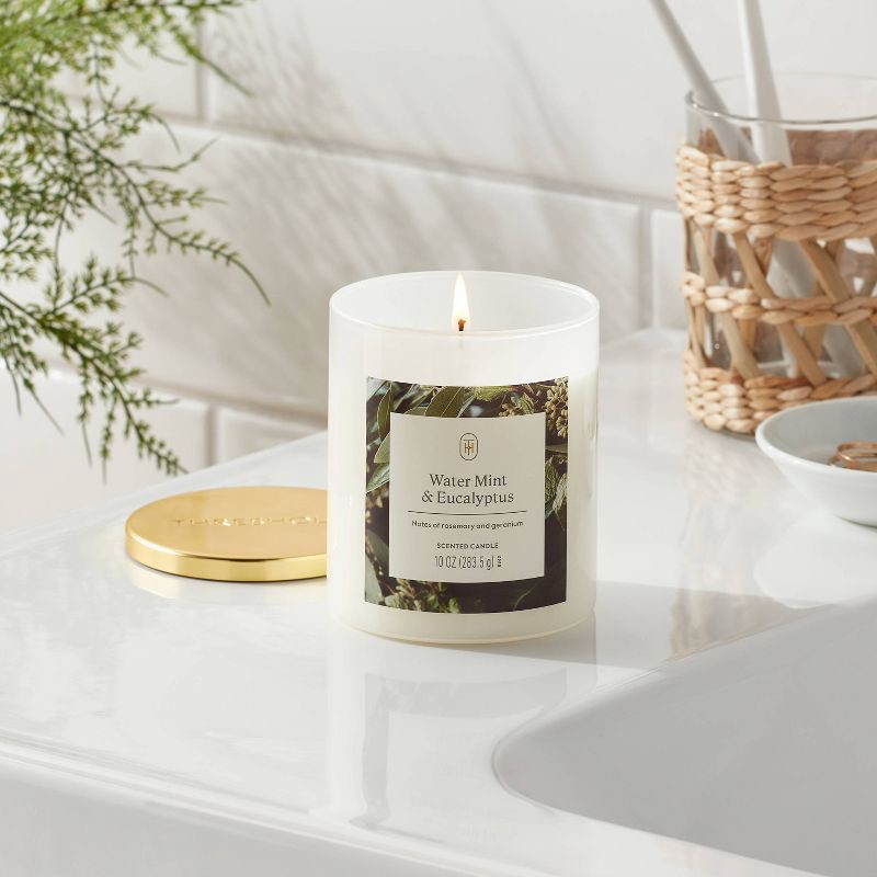 slide 2 of 3, Lidded Glass Jar Candle Water Mint and Eucalyptus 10oz - Threshold™, 10 oz