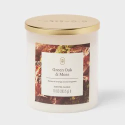 10oz Lidded Glass Jar Candle Green Oak and Moss - Threshold™