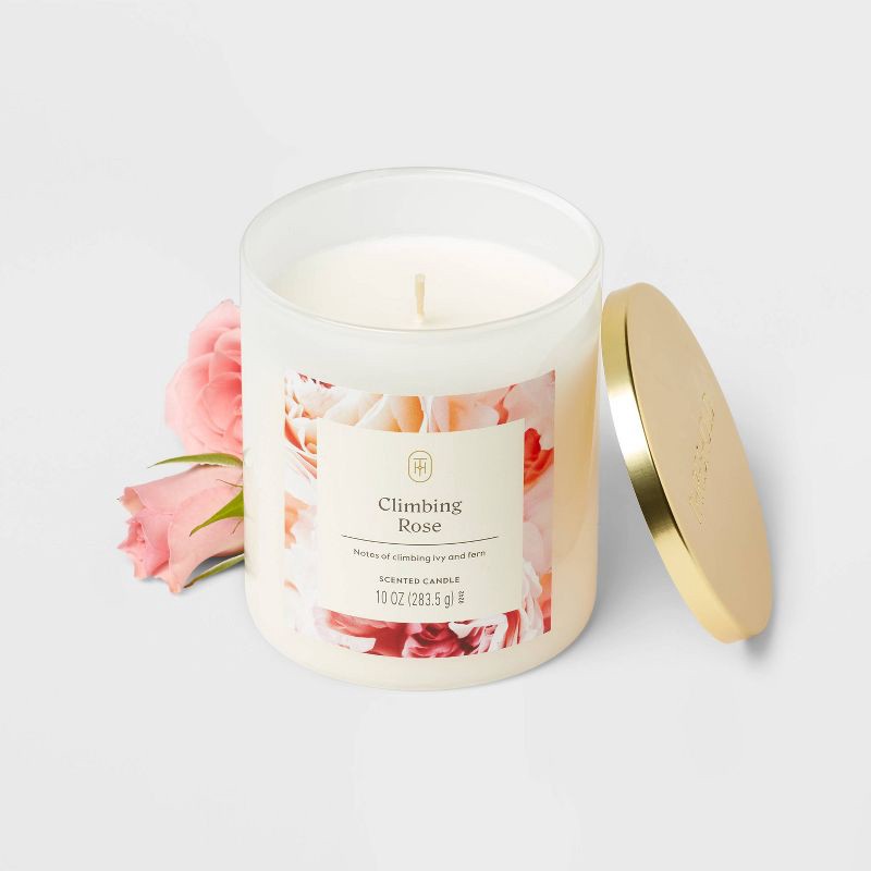 slide 3 of 3, Lidded Glass Jar Candle Climbing Rose 10oz - Threshold™, 10 oz