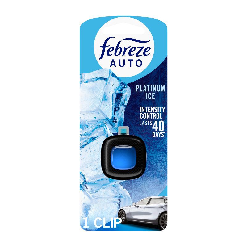 slide 1 of 14, Febreze Car Auto Platinum Ice: Adjustable Scented Vent Clip Freshener, Phthalate-Free, Disposable, 40-Day Duration, 1 ct