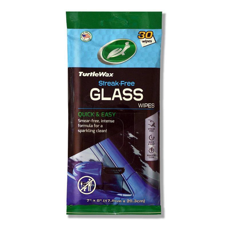 slide 1 of 3, Turtle Wax Glass Auto Wipes Pouch 30ct: Streak-Free Car Cleaner, Automotive Interior Cleaning Supplies, 30 ct