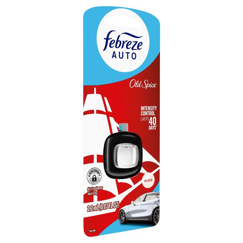 slide 11 of 14, Febreze Car Auto Old Spice: Phthalate-Free Car Vent Clip Freshener, Adjustable Scent, Disposable, 40-Day Duration, 1 ct