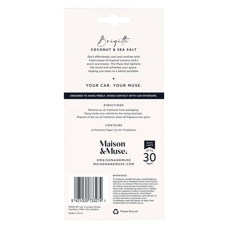 slide 3 of 7, Maison&Muse 2pk Car Air Fresheners Coconut and Sea Salt, 2 ct