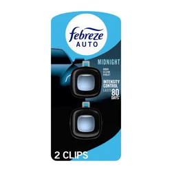 Febreze 2ct Car Auto Midnight: Vent Clips, Adjustable Scent, Phthalate-Free, Disposable, Oil-Based Freshener