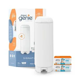 Diaper Genie Signature Diaper Pail Gift Set with 48 Bags