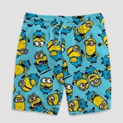 Men's Universal Minions Print Knit Lounge Pajama Shorts - Light Blue XXL