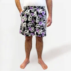 Men's 8" Disney Lilo & Stitch Palm Print Knit Lounge Pajama Shorts - Black XXL