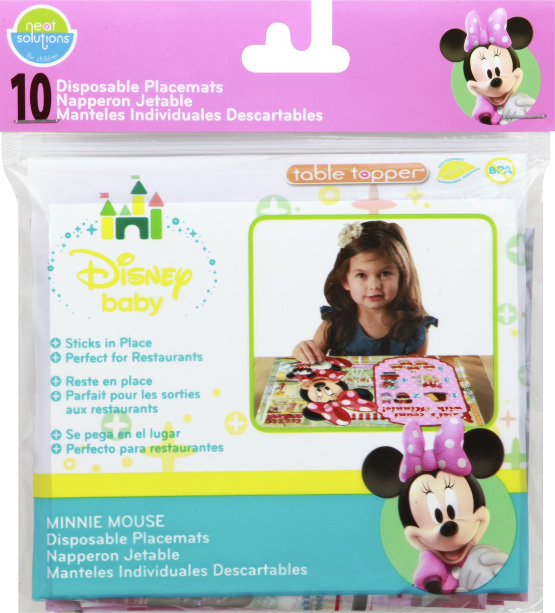 slide 9 of 11, Neat Solutions Minnie Mouse Disposable Placemats 10 ea, 10 ct