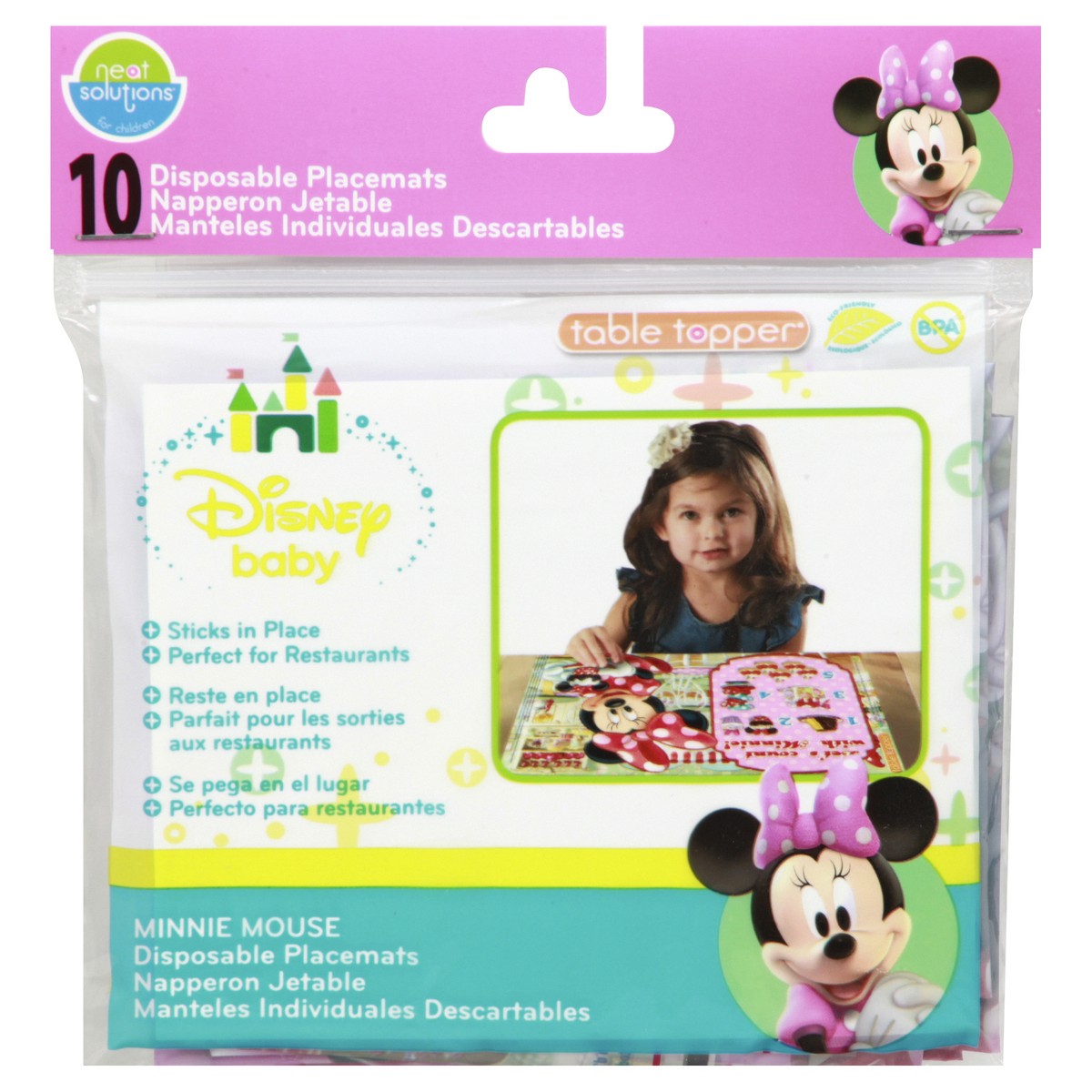 slide 10 of 11, Neat Solutions Minnie Mouse Disposable Placemats 10 ea, 10 ct