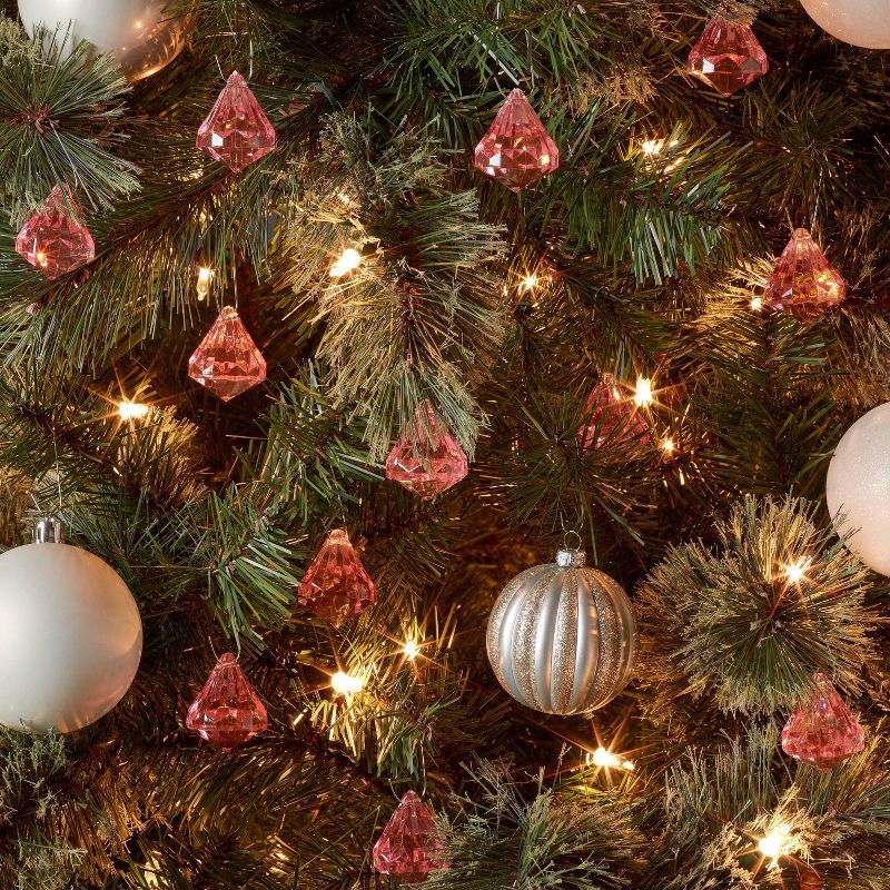 slide 2 of 3, 12pc Acrylic Diamond Christmas Tree Ornament Set Pink - Wondershop™, 12 ct