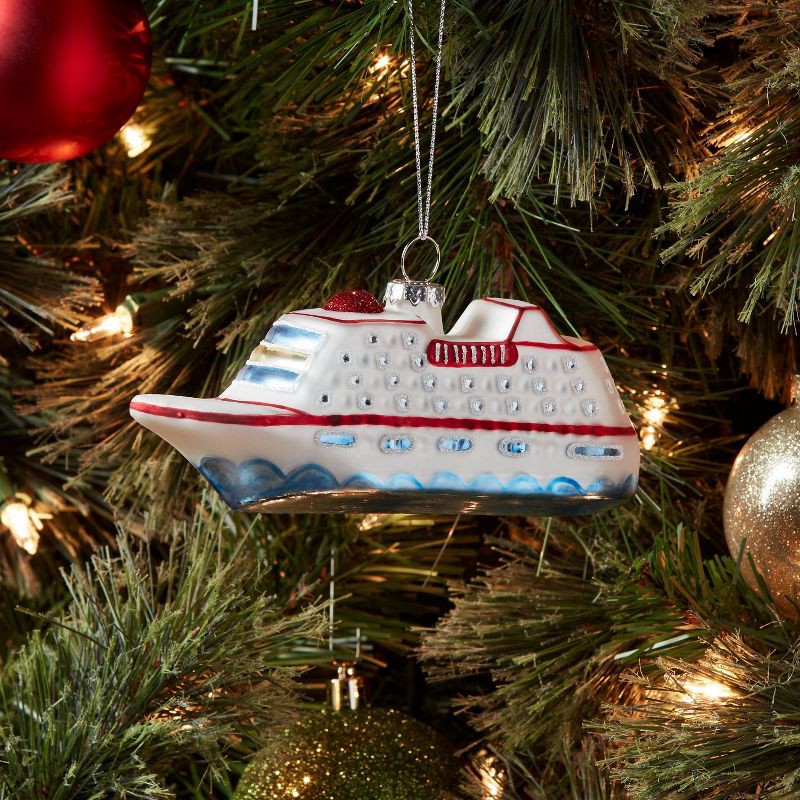 slide 2 of 3, Glass Cruise Ship Christmas Tree Ornament - Wondershop™, 1 ct