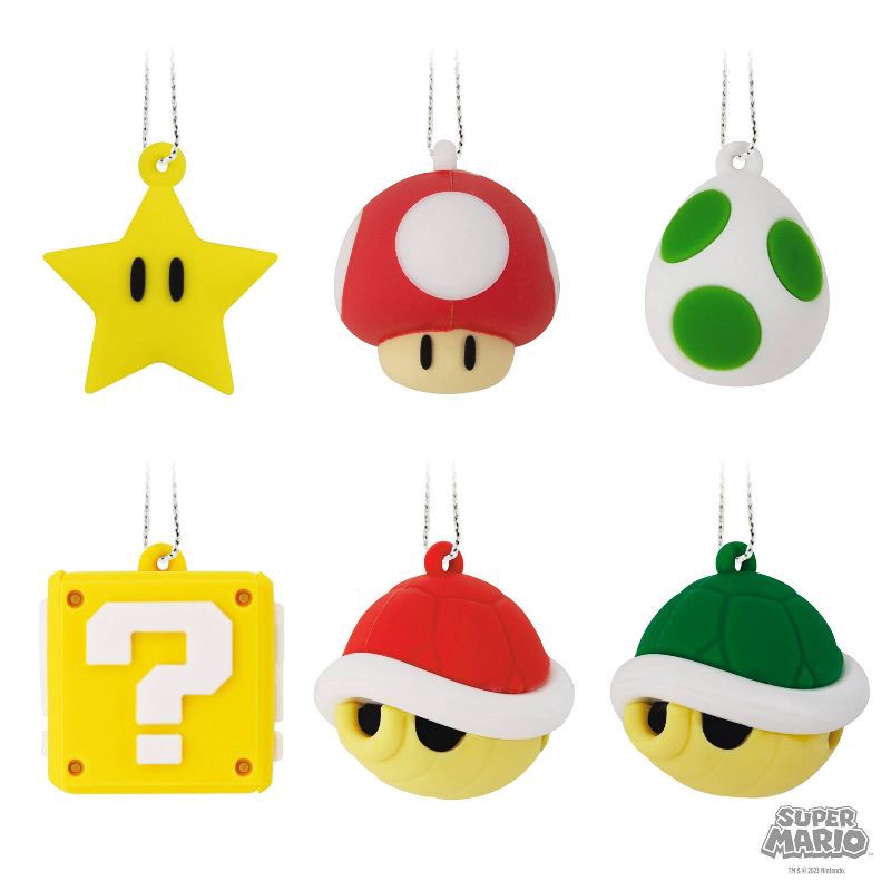slide 3 of 6, Hallmark 6pc Super Mario Mini Christmas Tree Ornament Set: Indoor, Nintendo Licensed, No Battery Required, 6 ct