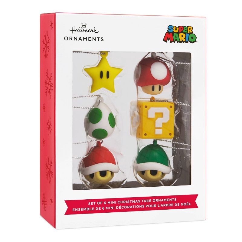 slide 6 of 6, Hallmark 6pc Super Mario Mini Christmas Tree Ornament Set: Indoor, Nintendo Licensed, No Battery Required, 6 ct