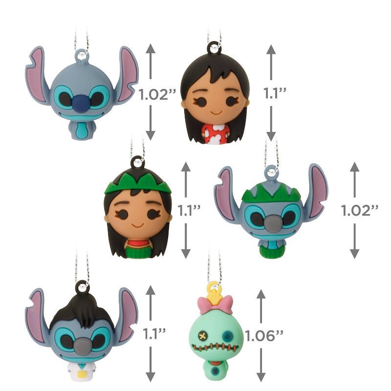 slide 4 of 7, Hallmark 6pc Disney Lilo & Stitch Mini Christmas Tree Ornament Set, 6 ct