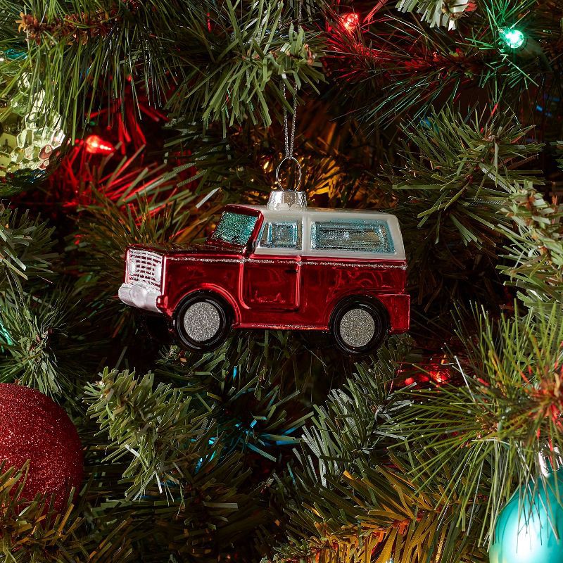 slide 2 of 3, Glass SUV Christmas Tree Ornament Red - Wondershop™: Indoor Use, No Battery, 2.56" Height, 1 ct