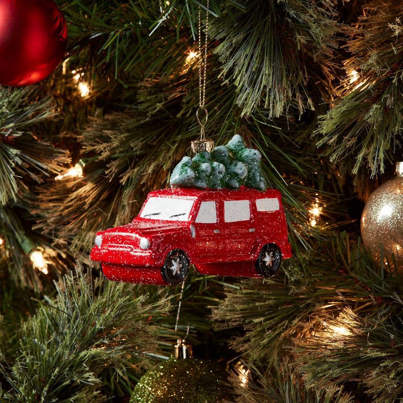 slide 2 of 3, SUV with Tree Christmas Tree Ornament Red - Wondershop™, 1 ct