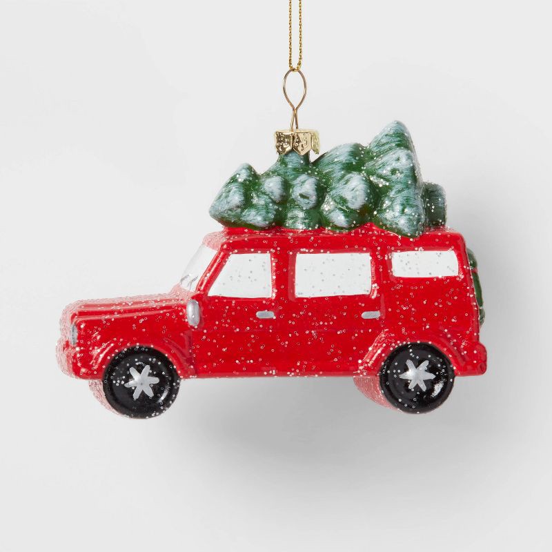 slide 1 of 3, SUV with Tree Christmas Tree Ornament Red - Wondershop™, 1 ct