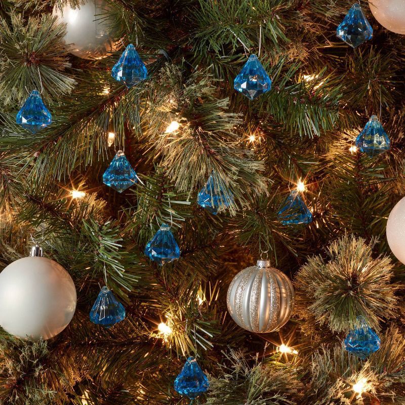 slide 2 of 3, 12pc Acrylic Diamond Christmas Tree Ornament Set Blue - Wondershop™, 12 ct