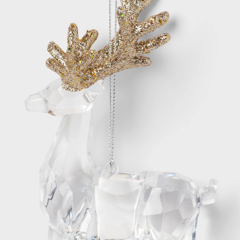 slide 3 of 3, Acrylic Deer with Glittered Antlers Christmas Tree Ornament Gold - Wondershop™, 1 ct