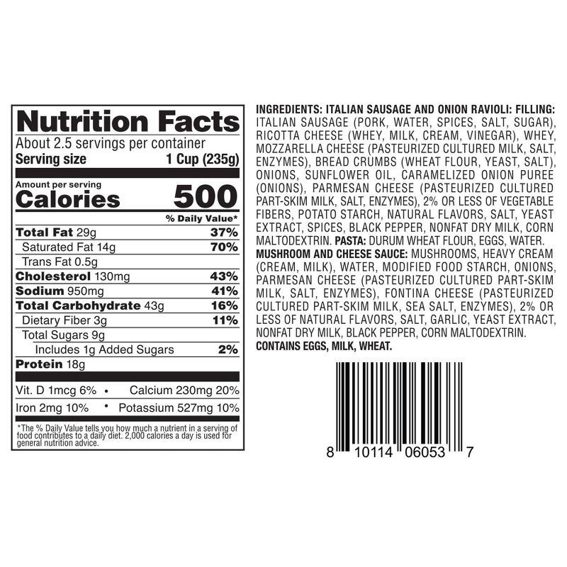 slide 5 of 5, Rana Sausage & Onion Ravioli with Mushroom & Cheese Sauce - 19oz, 19 oz
