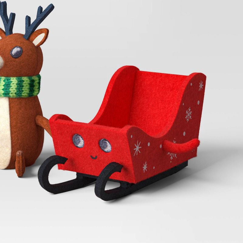 slide 4 of 5, Felt Reindeer and Sleigh Duo Christmas Figurine - Wondershop™, 1 ct