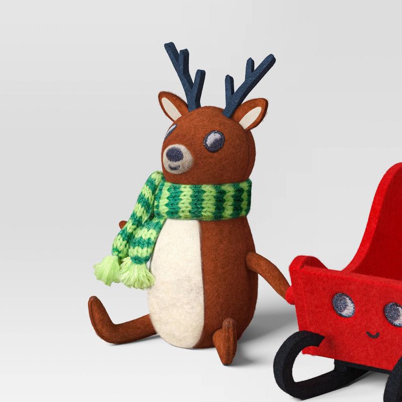 slide 5 of 5, Felt Reindeer and Sleigh Duo Christmas Figurine - Wondershop™, 1 ct