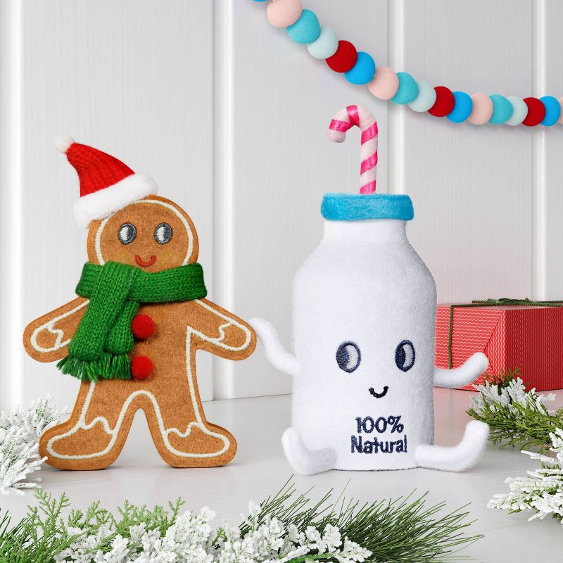 slide 2 of 5, Felt Gingerbread Cookie and Milk Duo Christmas Figurine - Wondershop™, 1 ct