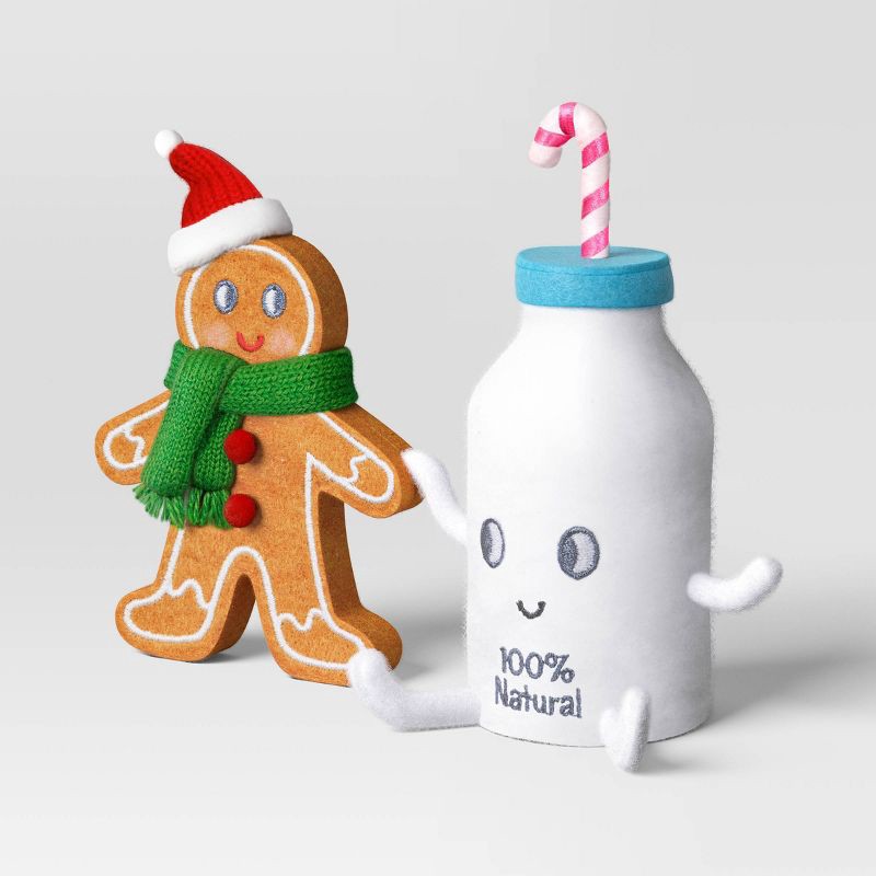 slide 3 of 5, Felt Gingerbread Cookie and Milk Duo Christmas Figurine - Wondershop™, 1 ct