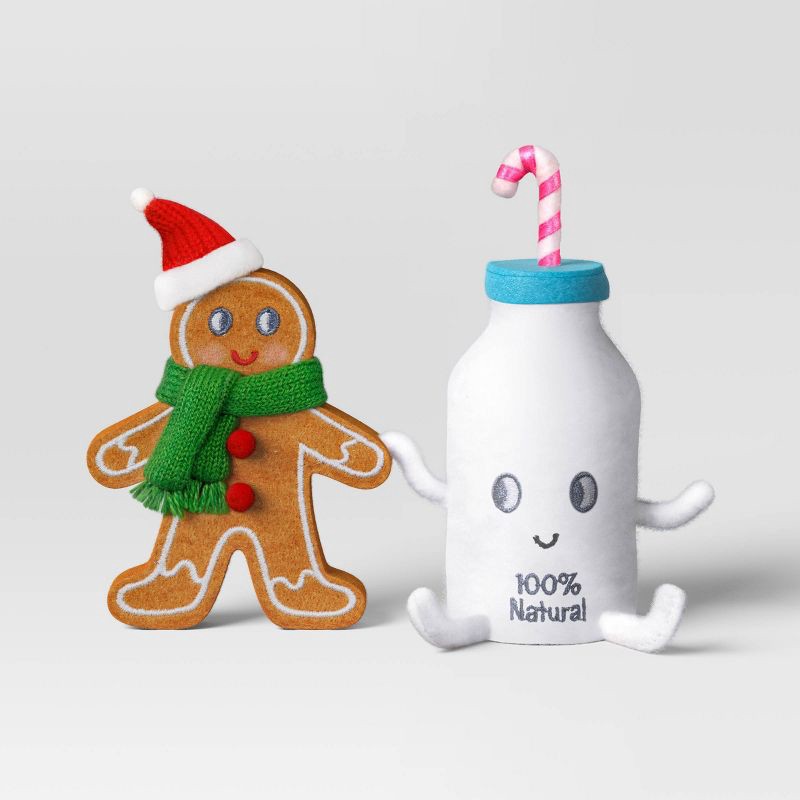 slide 1 of 5, Felt Gingerbread Cookie and Milk Duo Christmas Figurine - Wondershop™, 1 ct