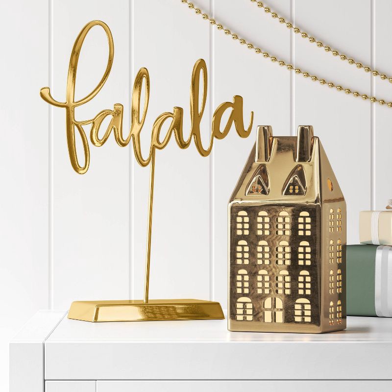 slide 2 of 3, Metal 'Fa La La' Tabletop Christmas Sign - Wondershop™ Gold, 1 ct