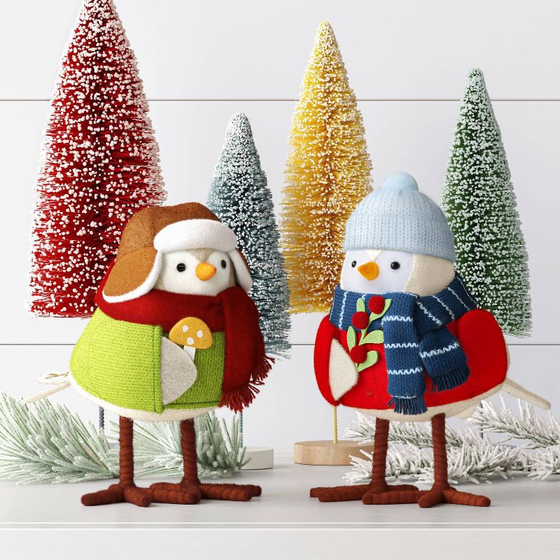 slide 2 of 4, Featherly Friends™ 'Acorn' Fabric Christmas Bird Figurine Holding Mushroom - Wondershop™, 1 ct