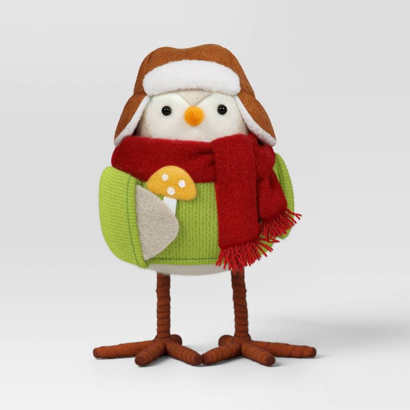 slide 3 of 4, Featherly Friends™ 'Acorn' Fabric Christmas Bird Figurine Holding Mushroom - Wondershop™, 1 ct