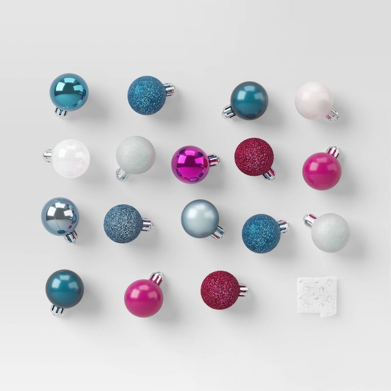 slide 1 of 4, 25ct Round Shatter-Resistant Christmas Tree Ornament Set Blue/Pink - Wondershop™, 25 ct