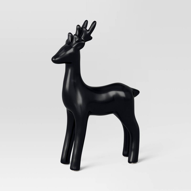 slide 1 of 3, Ceramic Standing Deer Christmas Animal Figurine - Wondershop™ Black, 1 ct