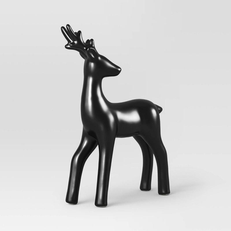 slide 1 of 3, Ceramic Walking Deer Christmas Animal Figurine - Wondershop™ Black, 1 ct