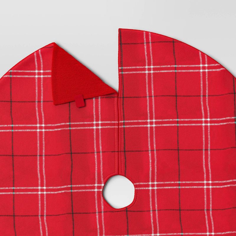 slide 4 of 4, 16" Plaid Fabric Mini Christmas Tree Skirt Red - Wondershop™, 1 ct