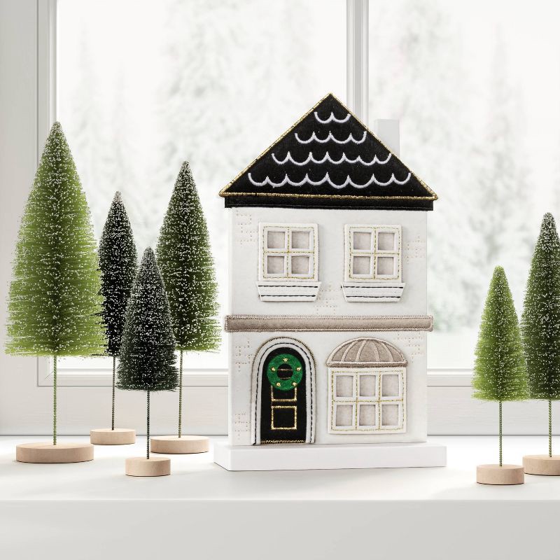 slide 2 of 3, 6pc Sisal Bottle Brush Tree Christmas Figurine Set - Wondershop™ Green, 6 ct