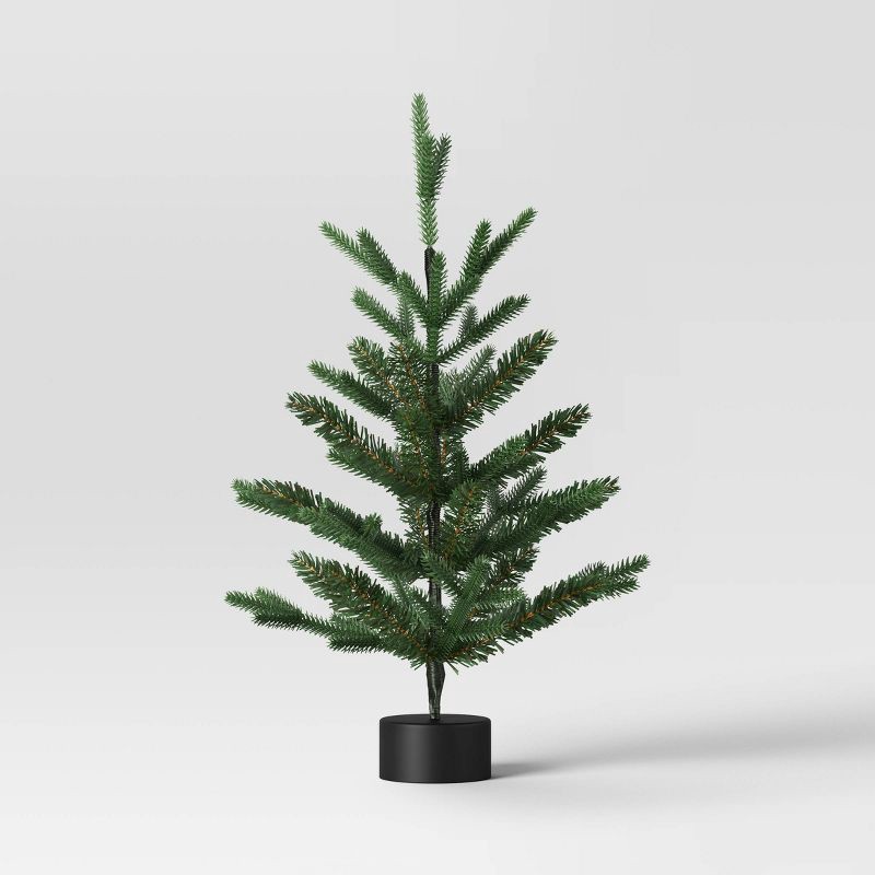 slide 1 of 4, 24" Mini Artificial Christmas Tree with Black Base - Wondershop™: Tabletop Green Faux Floral, Indoor Decor, 1 ct